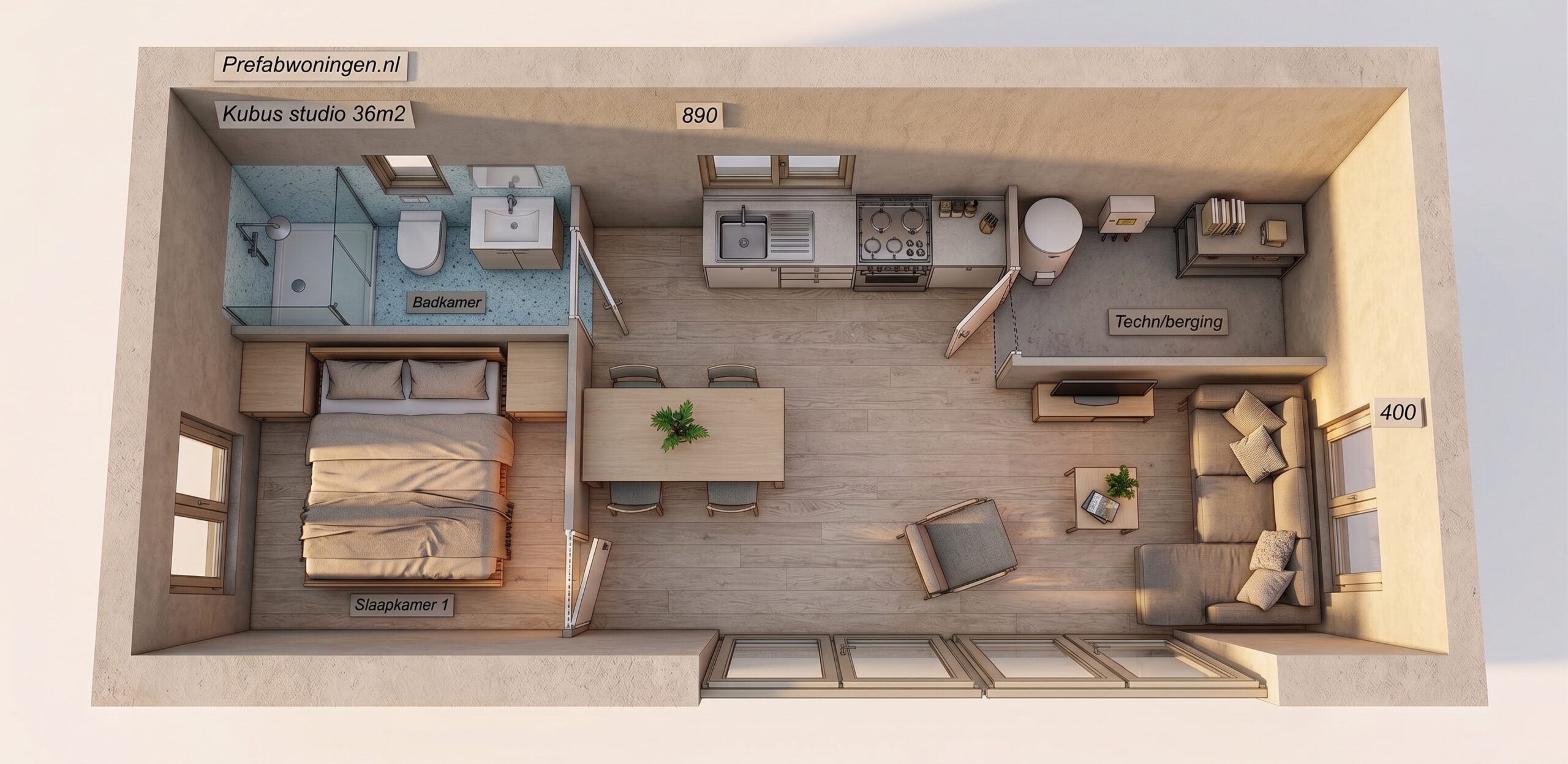 Plattegrond kubus familiewoning