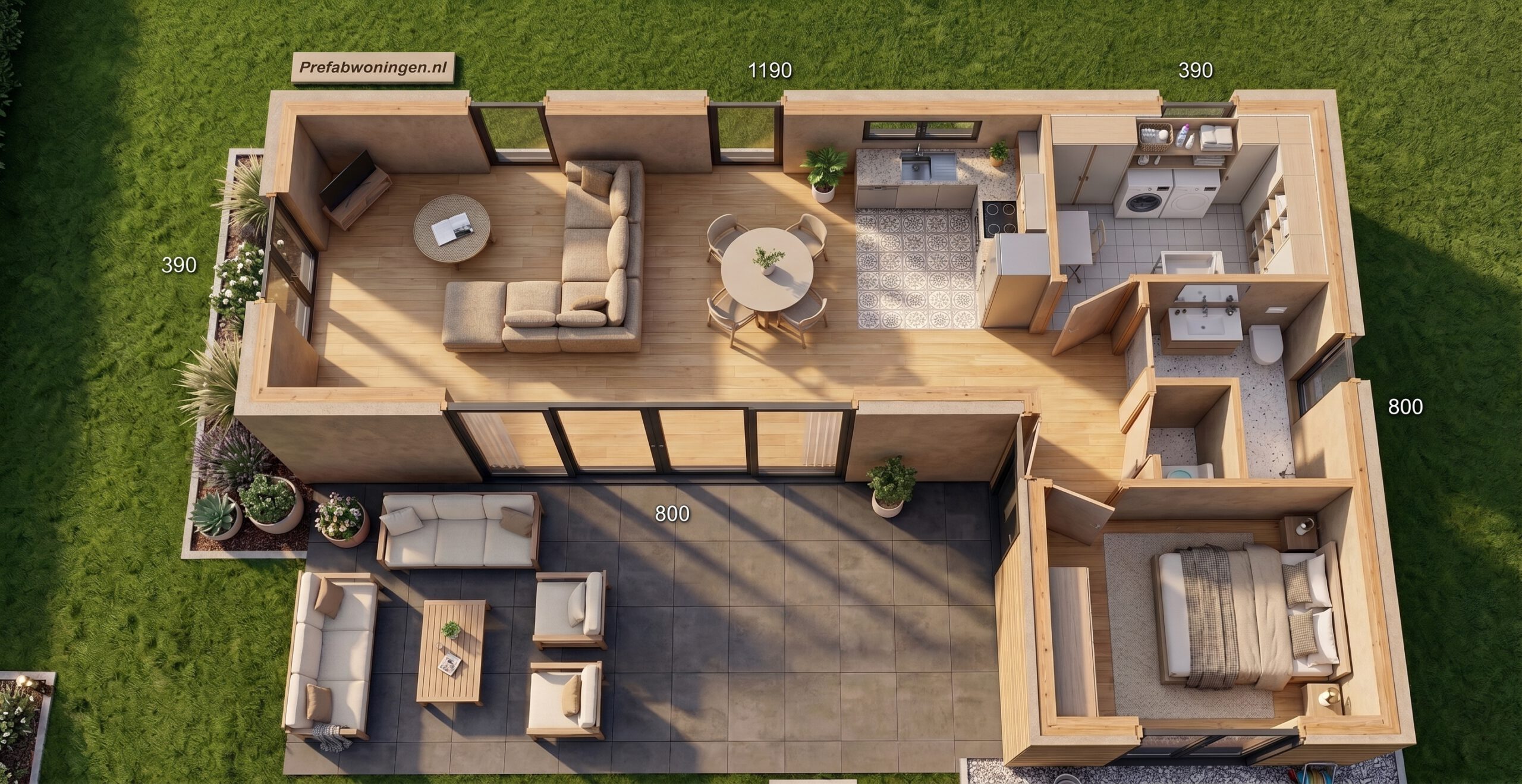 familiewoning 62m2 van prefabwoningen.nl