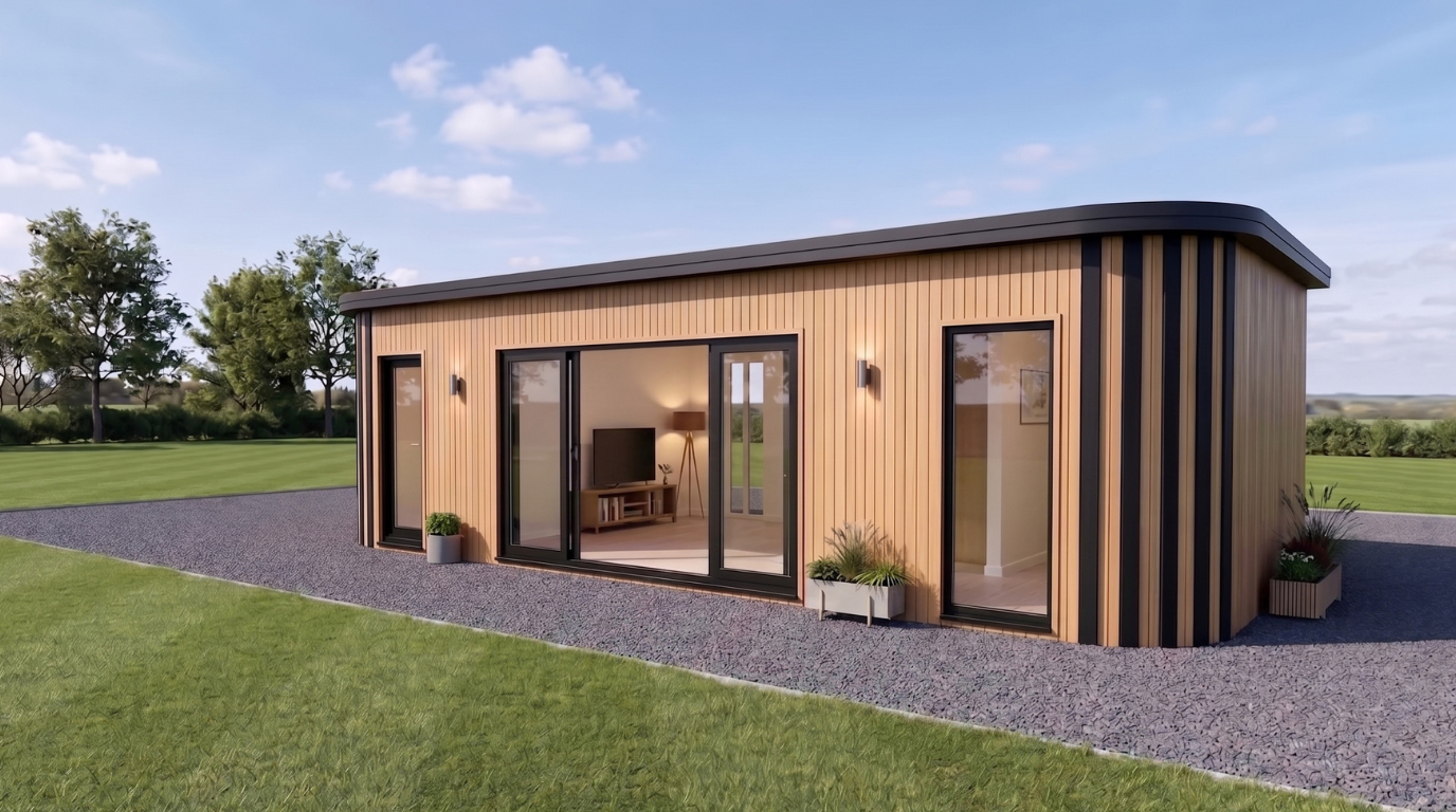 Prefab familiewoning R48 in de tuin