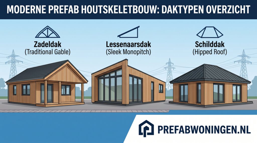 Een prefab woning met een schuin dak