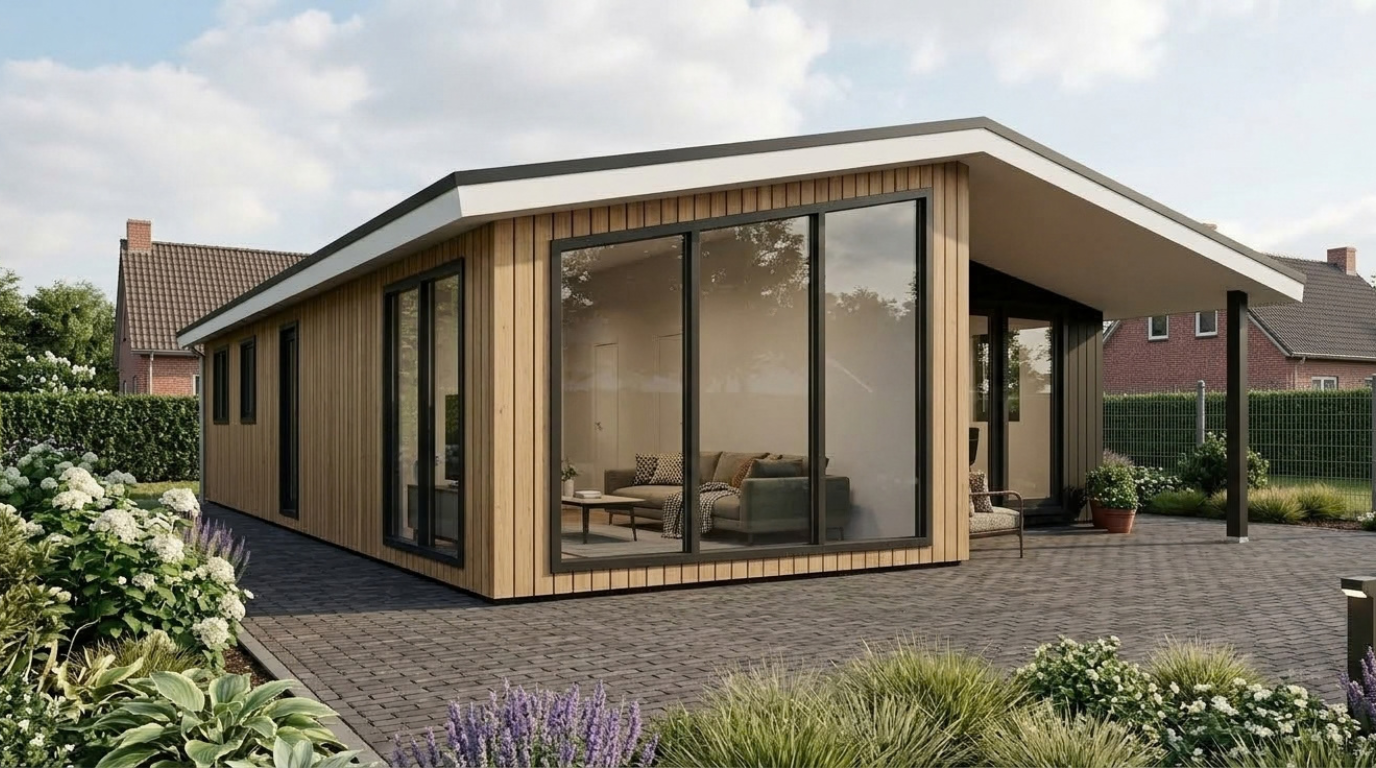 Prefab woning met puntdak 80m2